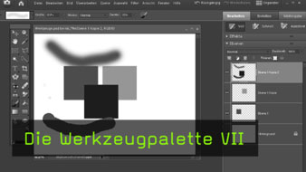 Werkzeugpalette, Verlaufswerkzeug, Formwerkzeug, Pinselwerkzeug Werkzeugpalette, Verlaufswerkzeug, Formwerkzeug, Pinselwerkzeug