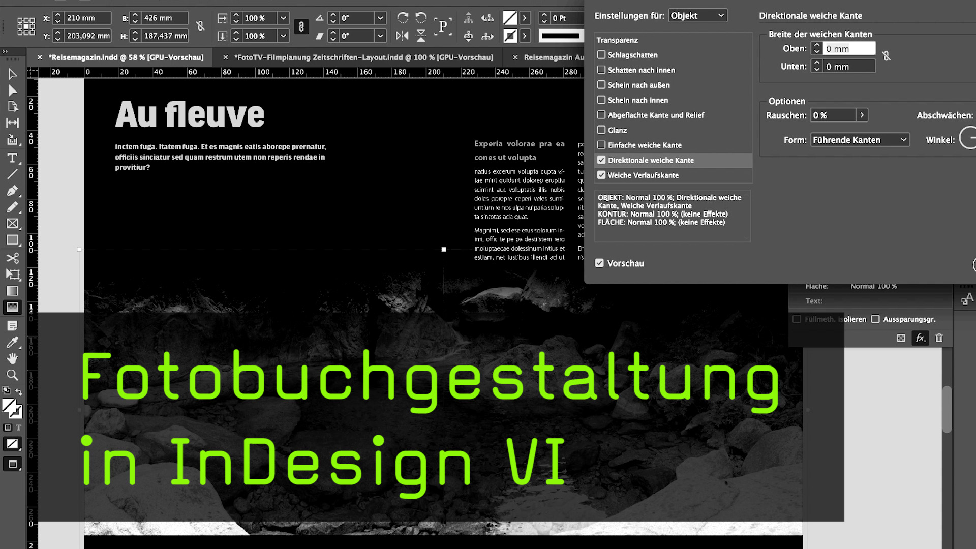 Flattersatz Indesign Video: Arbeiten mit Effekten in InDesign