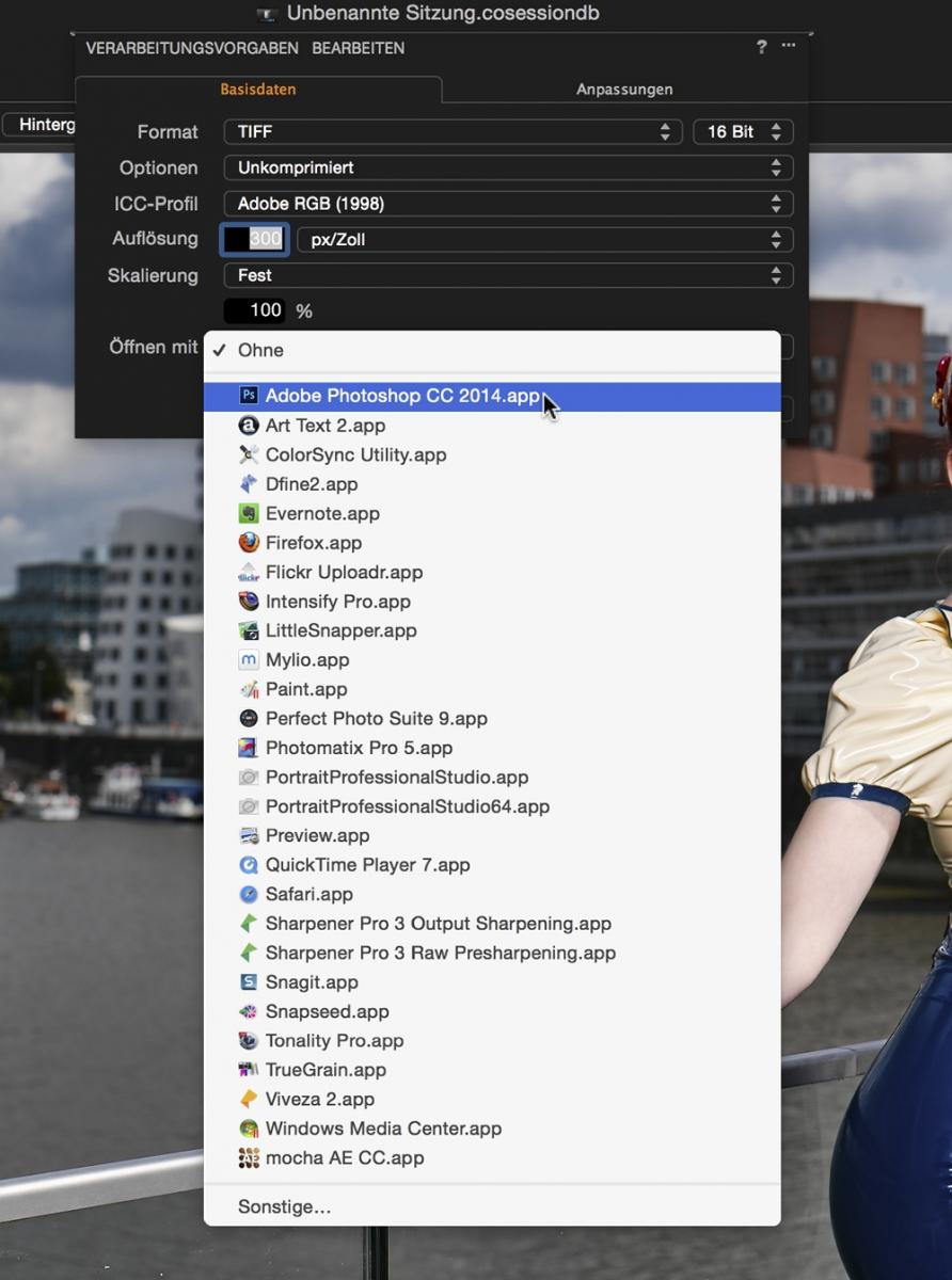 Übergabe von Dateien aus Capture One an Photoshop und Co.