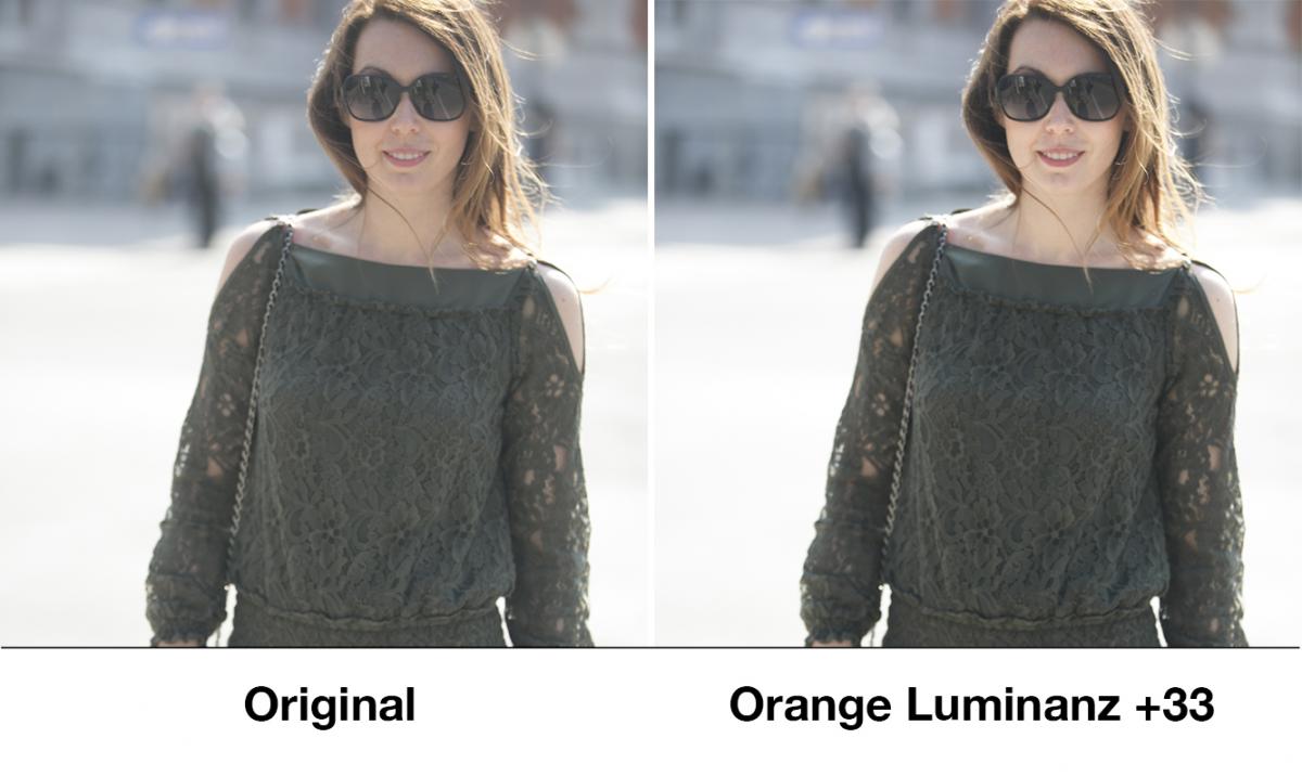 Vergleich Ausgangsfoto und mit erhöhter Luminanz