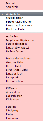 Photoshop Füllmethoden der Gruppe Abdunkeln