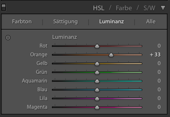 Lightroom Luminanz Regler