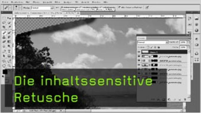 Inhalssensitive Retusche, Bereichsreparaturwerkzeug, Photoshop