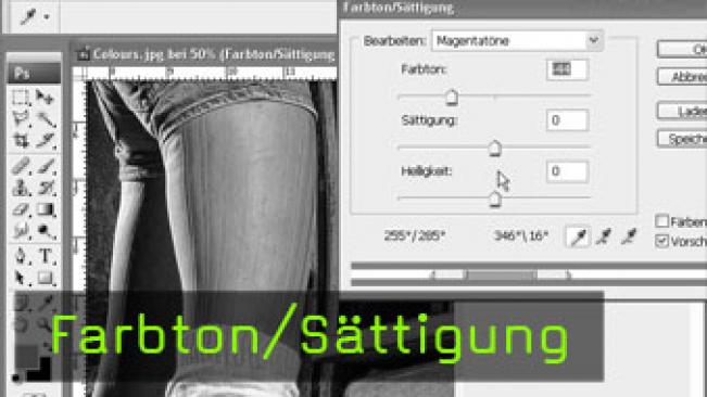 calvin hollywood photoshop farbton sättigung