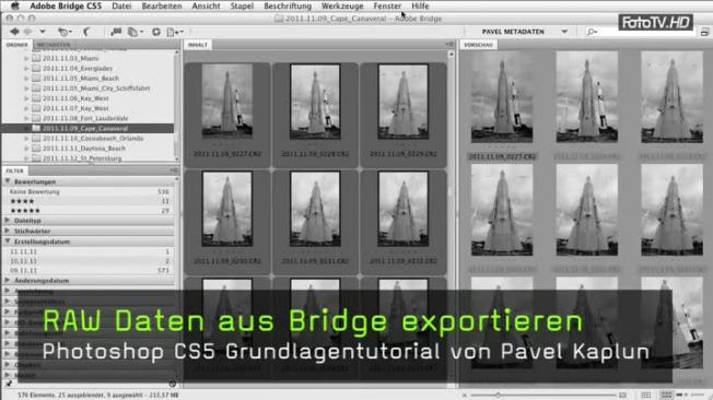 RAW Daten aus Bridge exportieren
