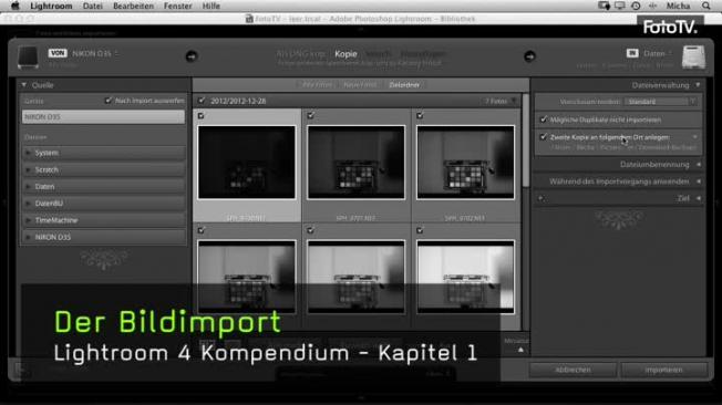 Bildimport in Lightroom