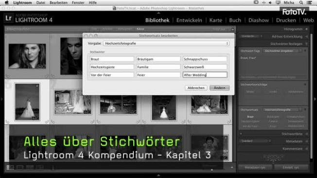 Stichwörter in Lightroom 4