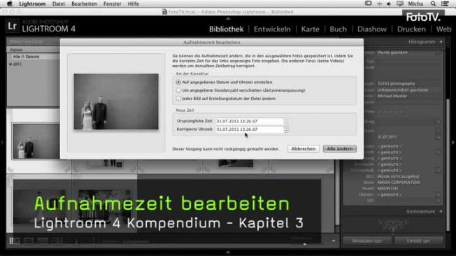Aufnahmezeit in Bildern ändern
