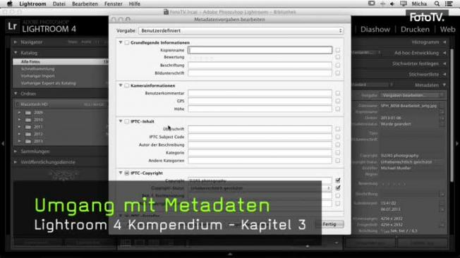 Metadaten in Lightroom 4