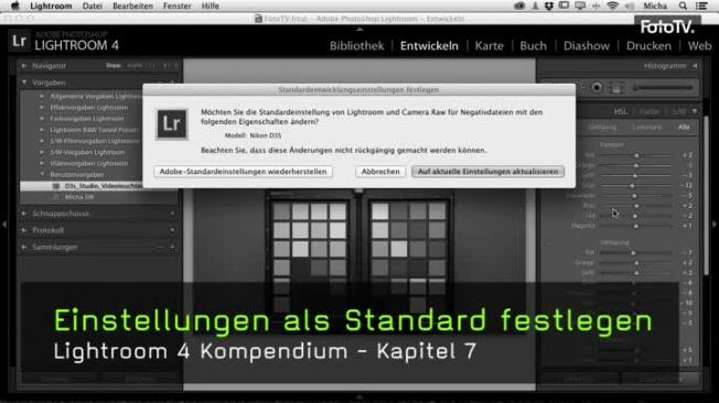 Standardeinstellungen in Lightroom ändern