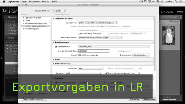 Exportvorgaben in  LR erstellen