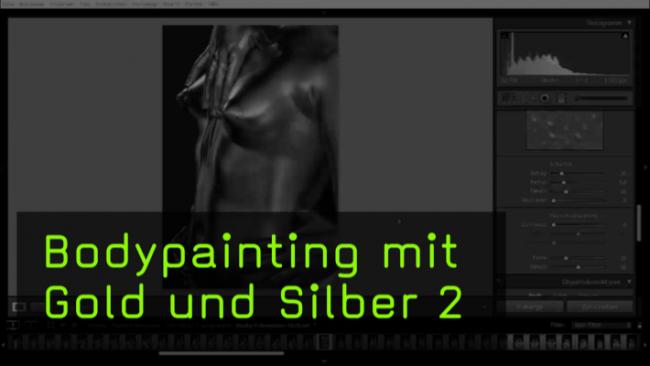 Bodypainting mit Gold und Silber Lightroom Nachbearbeitung