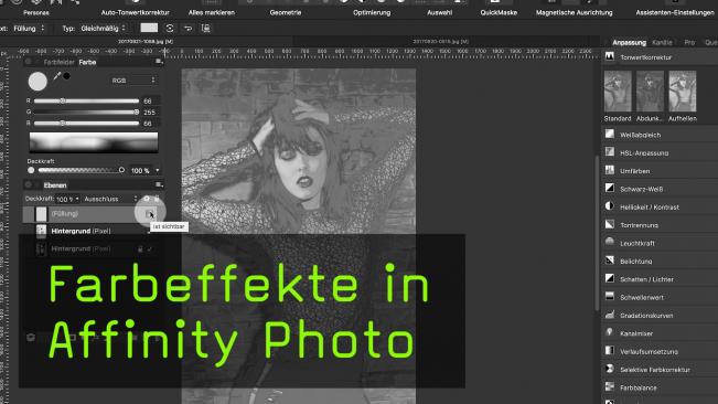 Farbeffekte in Affinity Photo mit Mischmodus Ausschluss