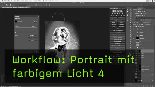 Contouring in einer Portraitaufnahme bei buntem Licht