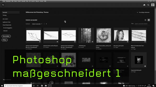 Der Startbildschirm in Photoshop 