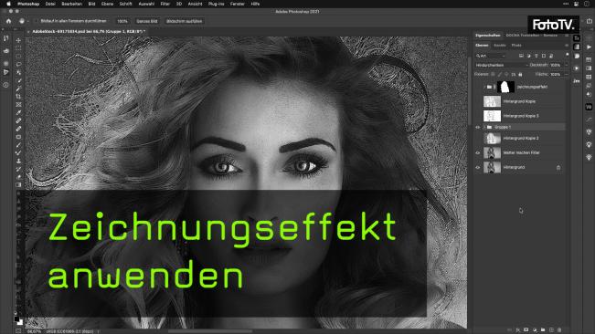 Einen Zeichnungseffekt auf die Bilder anwenden